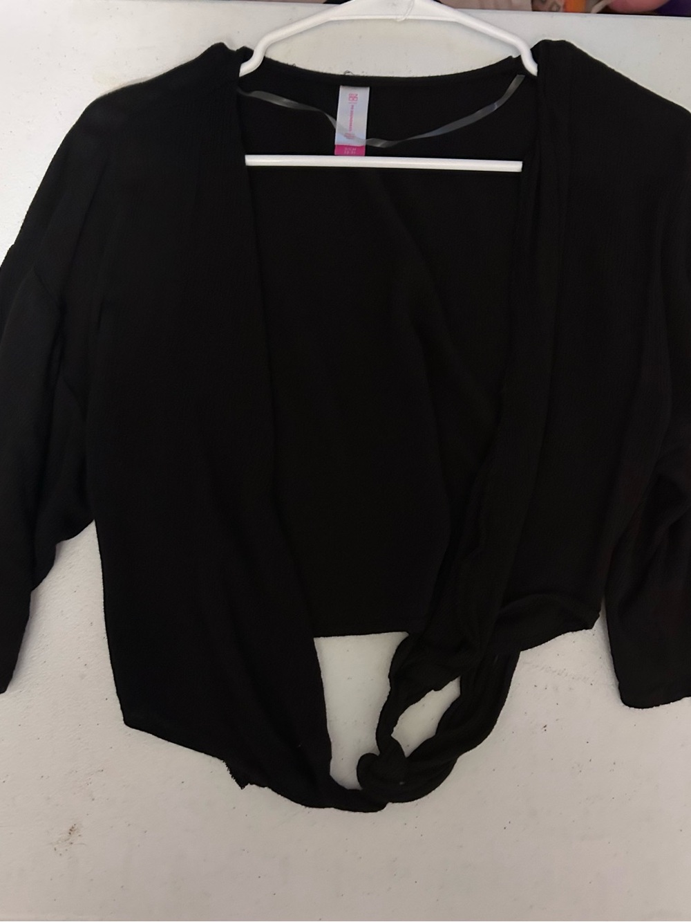 NOBO Black Tie-Front Open Cardigan